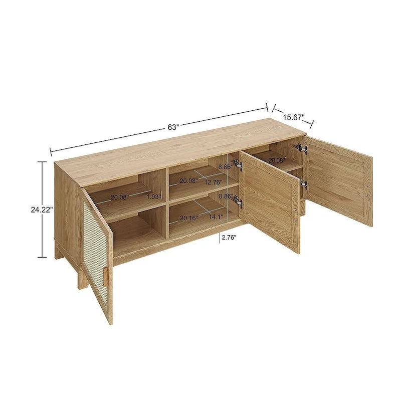 Meuble console de télévision moderne Manhattan Comfort Sheridan 62.99 po en rotin