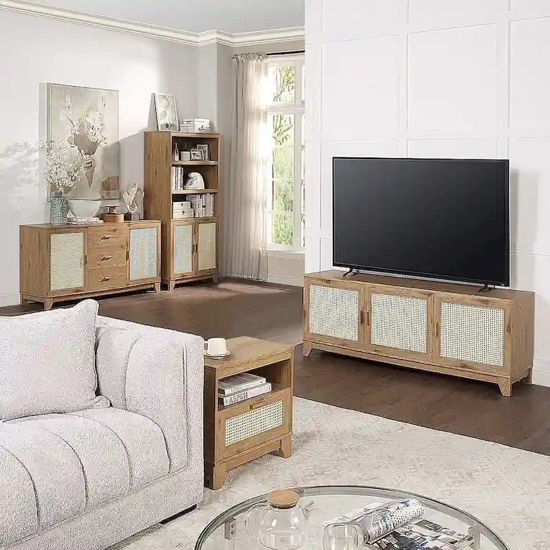 Meuble console de télévision moderne Manhattan Comfort Sheridan 62.99 po en rotin