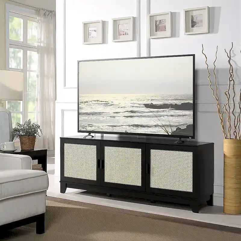 Meuble console de télévision moderne Manhattan Comfort Sheridan 62.99 po en rotin