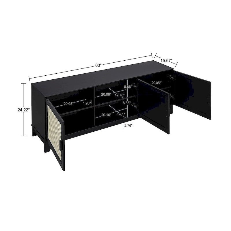 Meuble console de télévision moderne Manhattan Comfort Sheridan 62.99 po en rotin
