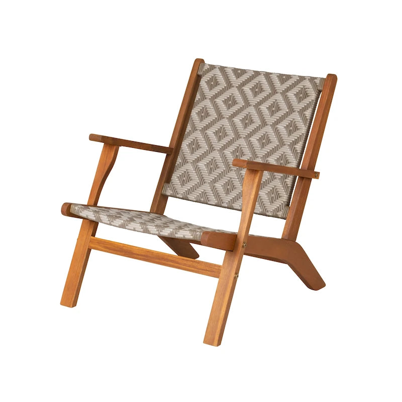 Vega Natural Stain Outdoor Chair in Diamond-Weave Wicker