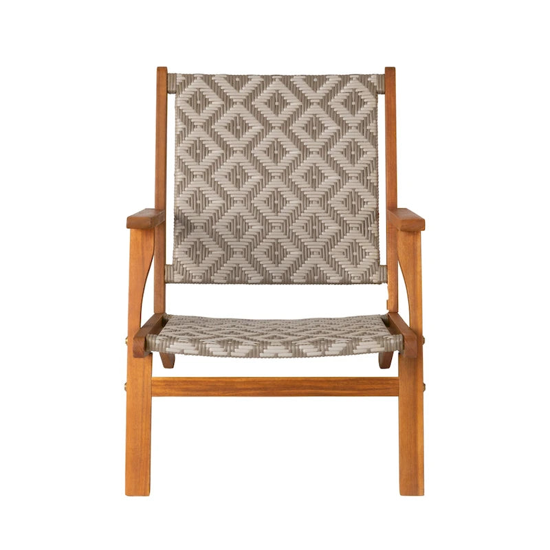 Vega Natural Stain Outdoor Chair in Diamond-Weave Wicker