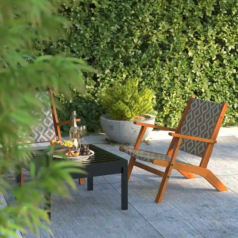 Vega Natural Stain Outdoor Chair in Diamond-Weave Wicker