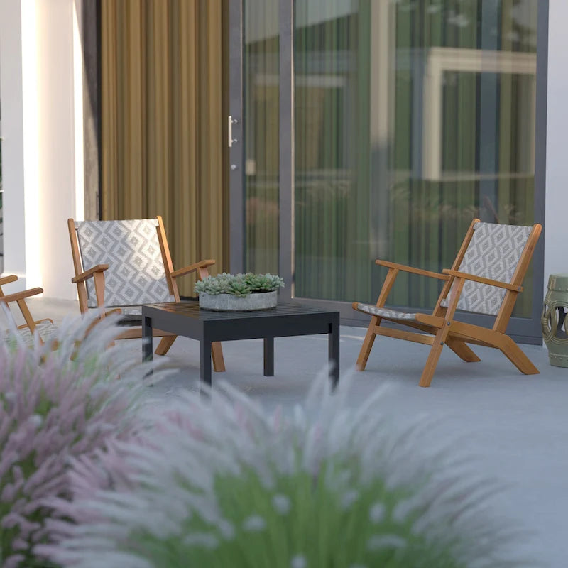 Vega Natural Stain Outdoor Chair in Diamond-Weave Wicker