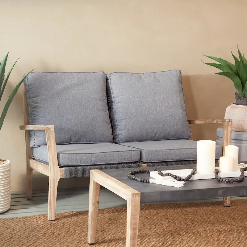 Canapé ou fauteuil d'extérieur contemporain en bois gris foncé