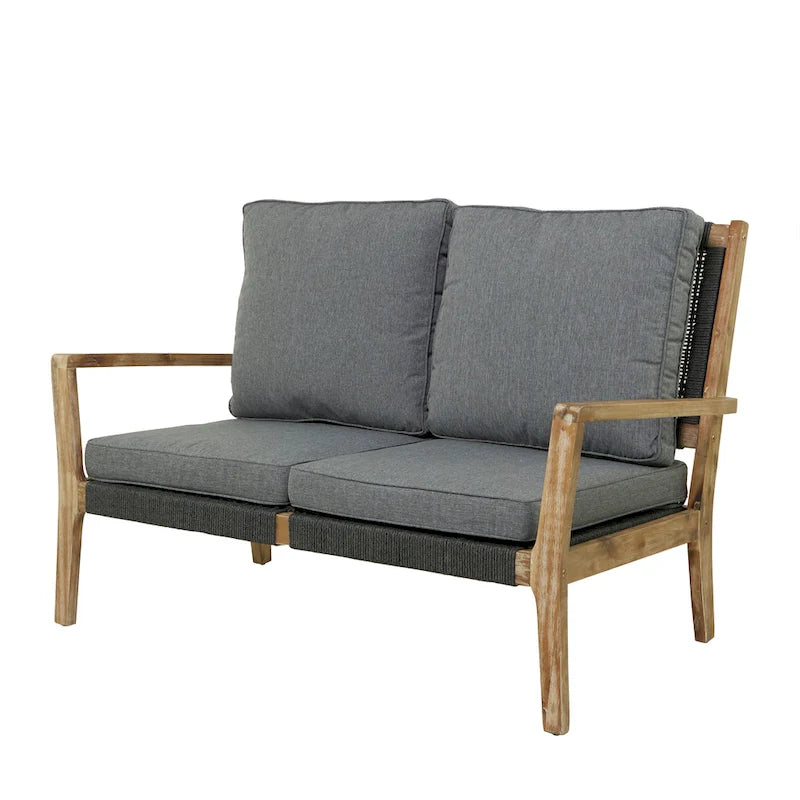 Canapé ou fauteuil d'extérieur contemporain en bois gris foncé