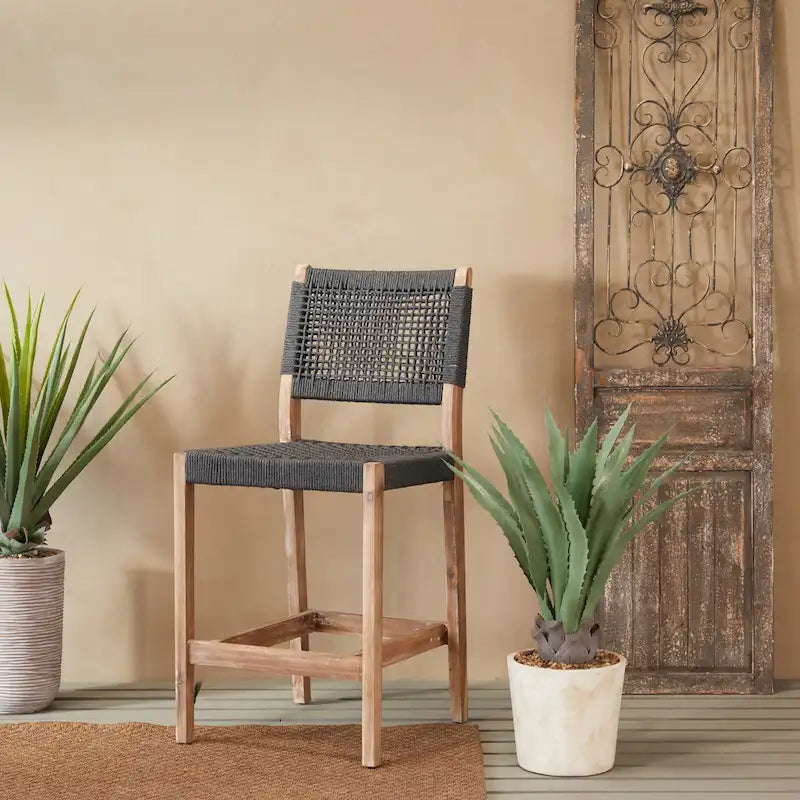 Canapé ou fauteuil d'extérieur contemporain en bois gris foncé