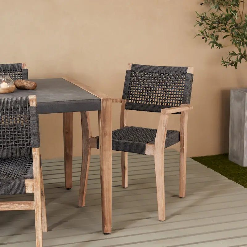 Canapé ou fauteuil d'extérieur contemporain en bois gris foncé