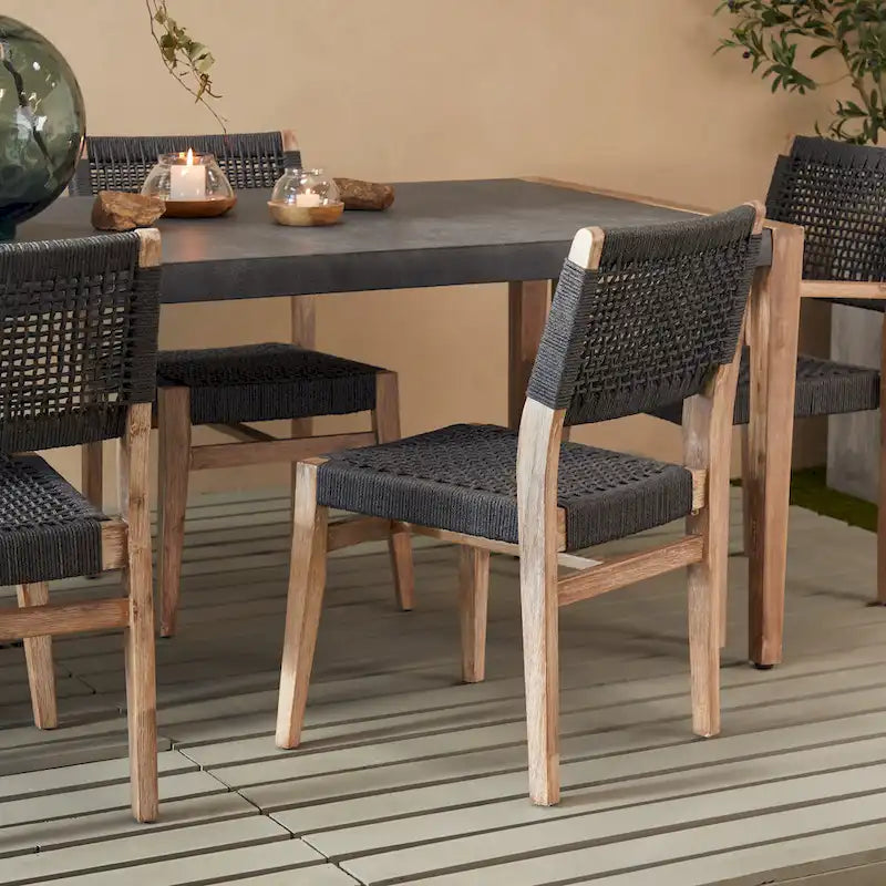 Canapé ou fauteuil d'extérieur contemporain en bois gris foncé