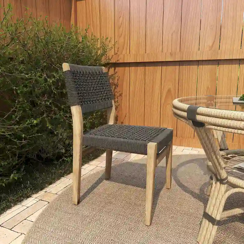 Canapé ou fauteuil d'extérieur contemporain en bois gris foncé