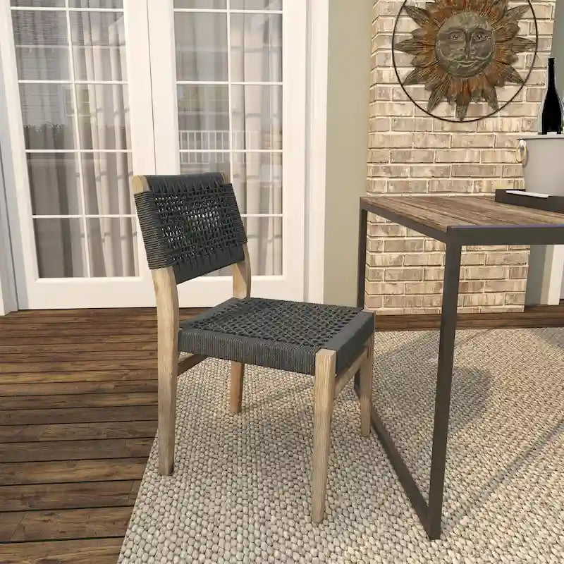 Canapé ou fauteuil d'extérieur contemporain en bois gris foncé