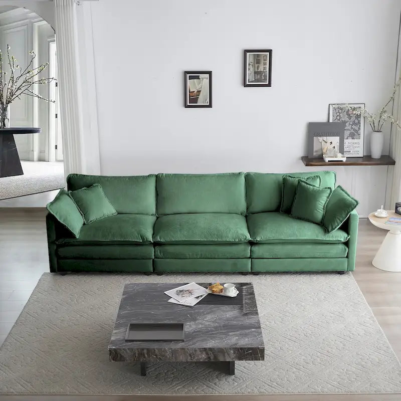 Canapé 3 places avec 2 coussins d'accoudoir et 3 coussins décoratifs