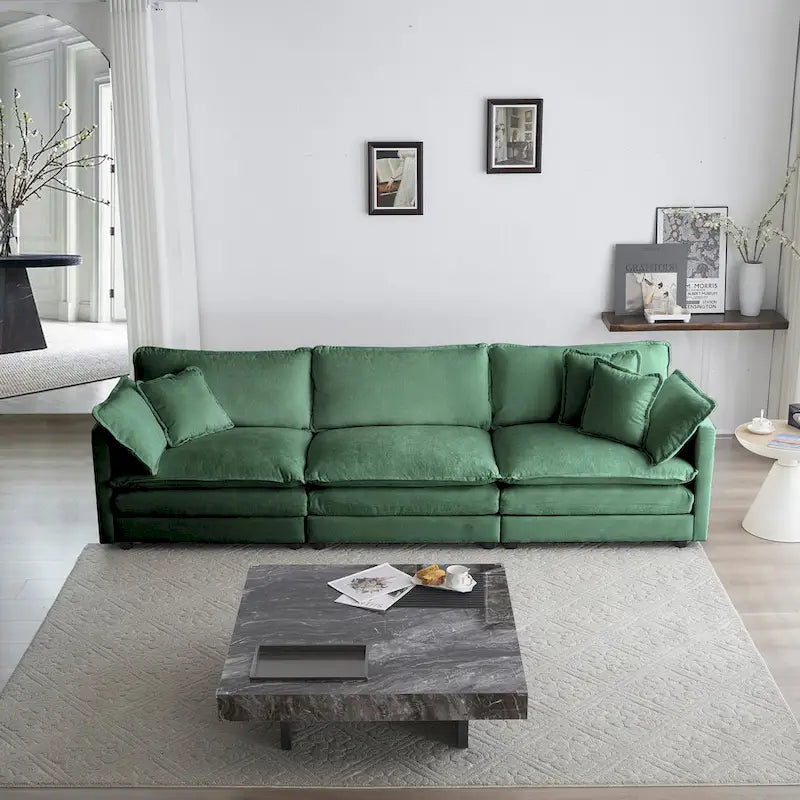 3-Seater Sofa with 2 Armrest Pillows and 3 Toss Pillows