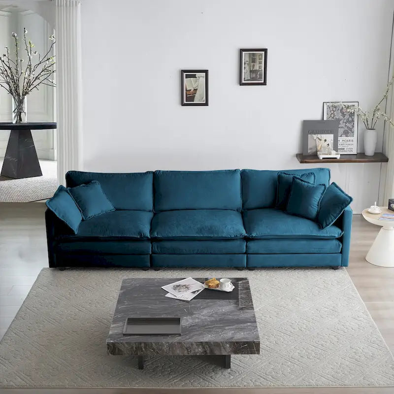 Canapé 3 places avec 2 coussins d'accoudoir et 3 coussins décoratifs