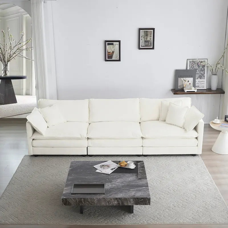 Canapé 3 places avec 2 coussins d'accoudoir et 3 coussins décoratifs
