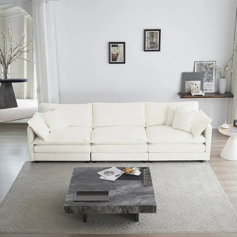 Canapé 3 places avec 2 coussins d'accoudoir et 3 coussins décoratifs