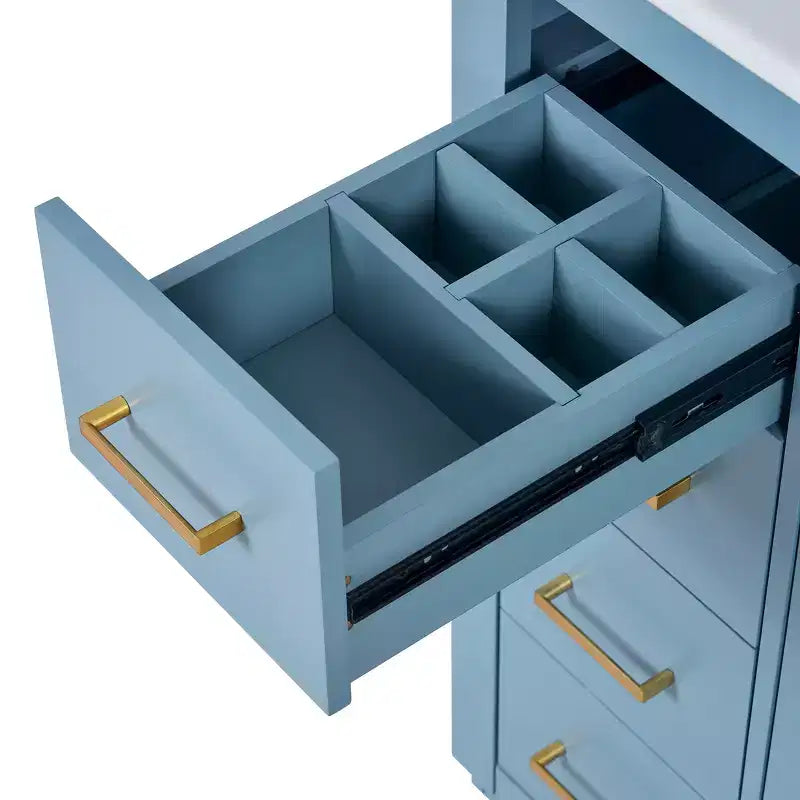 Meuble-lavabo de salle de bain à évier simple de 76 cm avec armoire et 3 tiroirs – Noir / Bleu / Vert / Indigo / Blanc