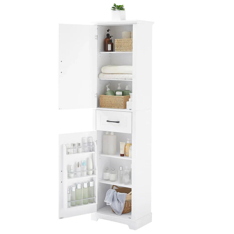 Freestanding Bathroom Cabinet with 2 Doors, Adjustable Shelves & Door Storage ,Tall Bathroom Organizer