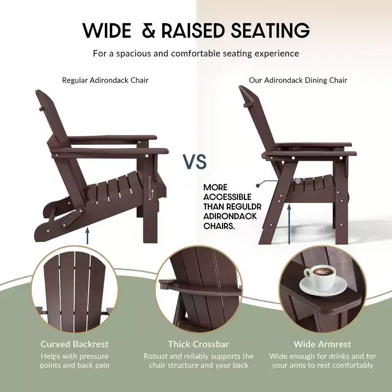WestinTrends Outdoor Patio Adirondack Dining Chair Weather Resistant