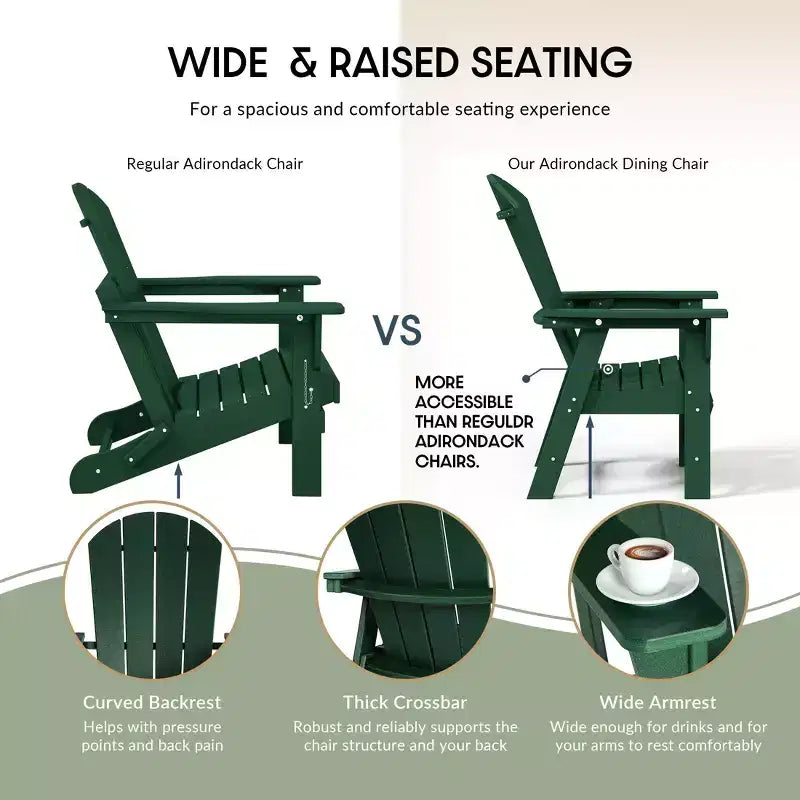WestinTrends Outdoor Patio Adirondack Dining Chair Weather Resistant