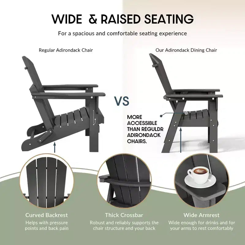 WestinTrends Outdoor Patio Adirondack Dining Chair Weather Resistant