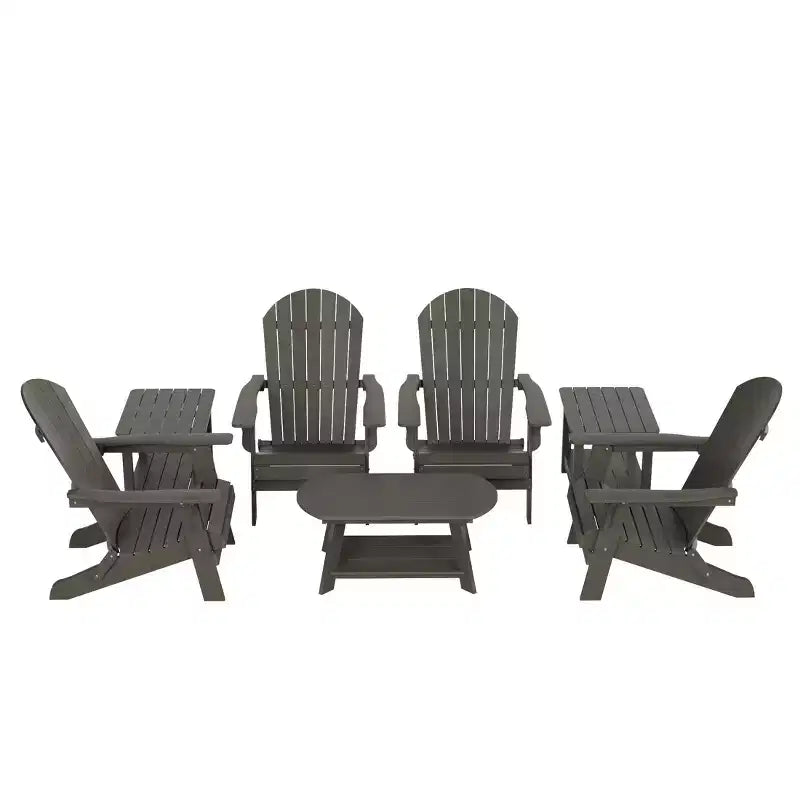 WestinTrends 7-Piece Outdoor Folding Adirondack Chair Conversation Set
