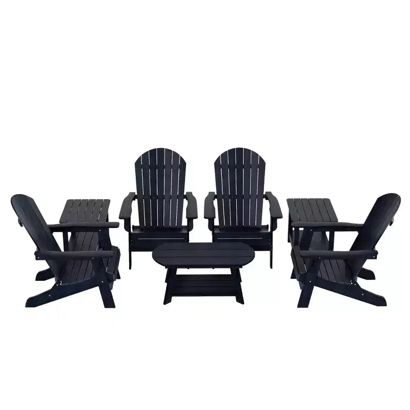 WestinTrends 7-Piece Outdoor Folding Adirondack Chair Conversation Set