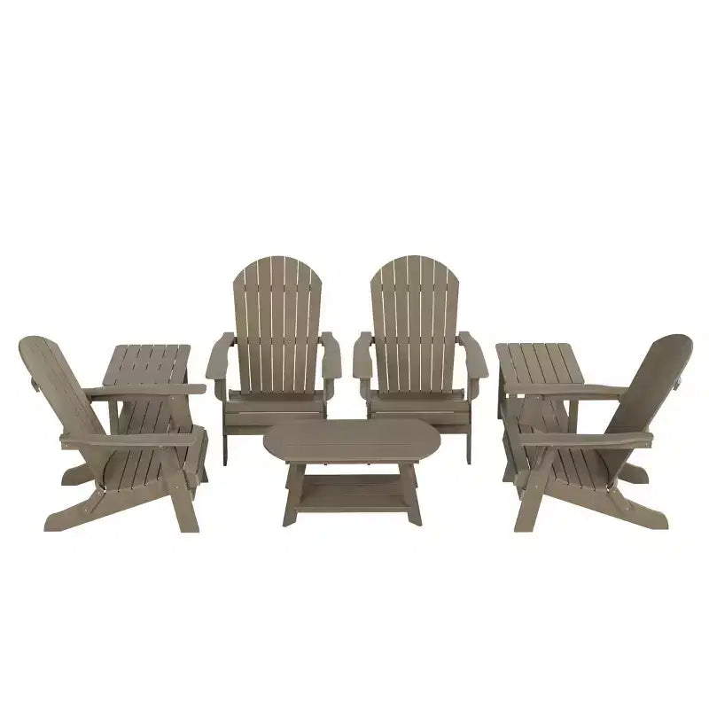WestinTrends 7-Piece Outdoor Folding Adirondack Chair Conversation Set