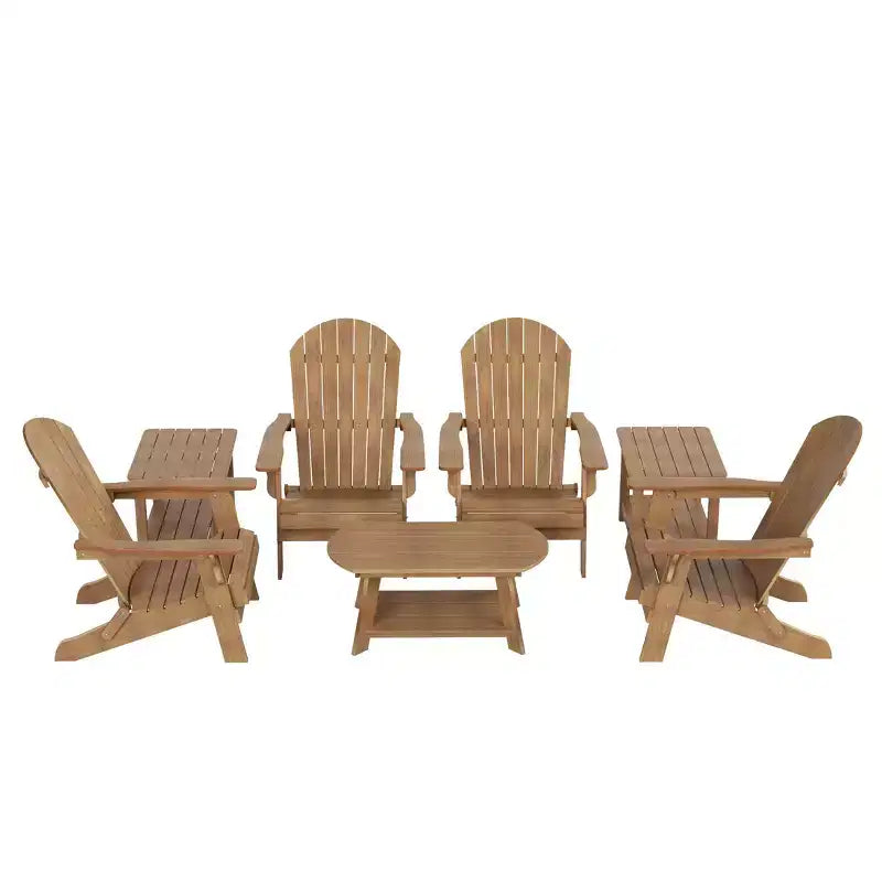 WestinTrends 7-Piece Outdoor Folding Adirondack Chair Conversation Set