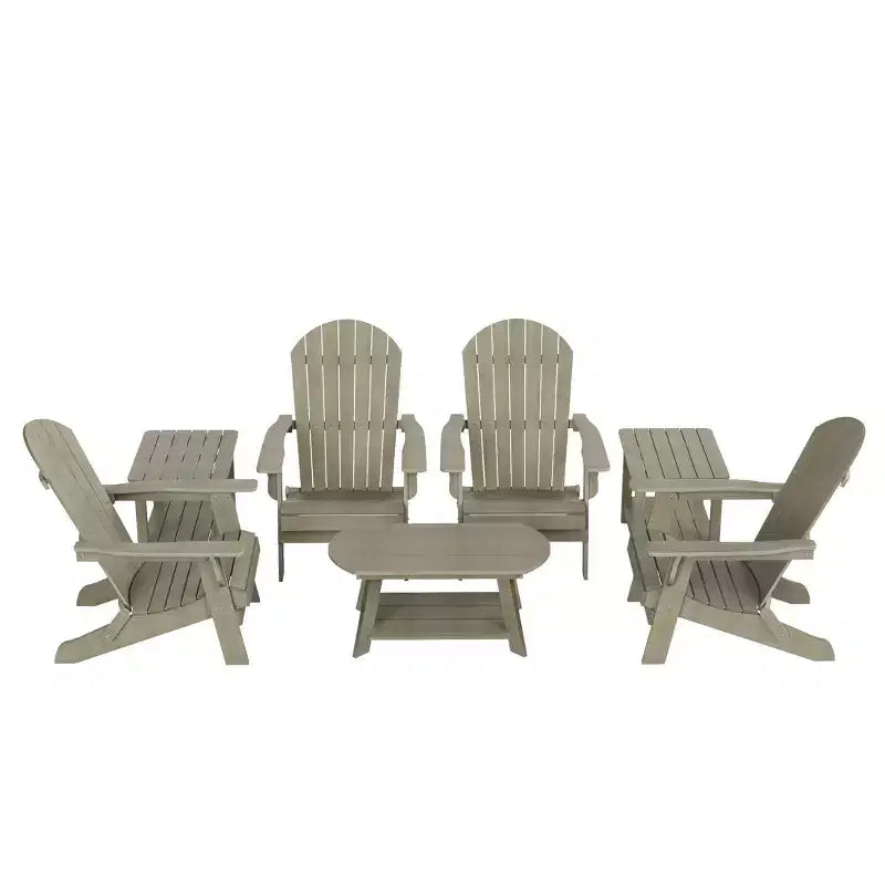 WestinTrends 7-Piece Outdoor Folding Adirondack Chair Conversation Set