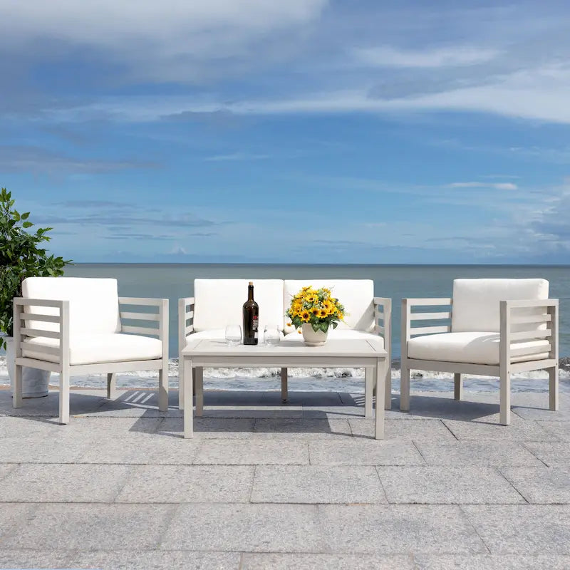 SAFAVIEH Outdoor Samira, ensemble de 4 pièces d'extérieur - 26L x 26P x 49H