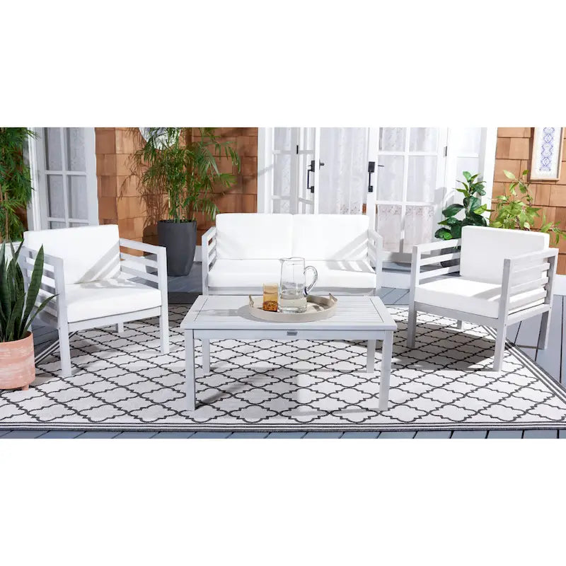 SAFAVIEH Outdoor Samira, ensemble de 4 pièces d'extérieur - 26L x 26P x 49H