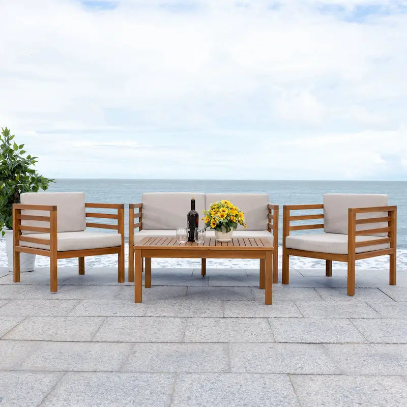 SAFAVIEH Outdoor Samira, ensemble de 4 pièces d'extérieur - 26L x 26P x 49H