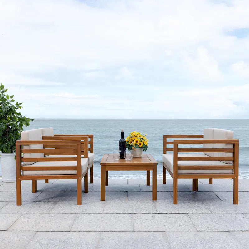 SAFAVIEH Outdoor Samira, ensemble de 4 pièces d'extérieur - 26L x 26P x 49H