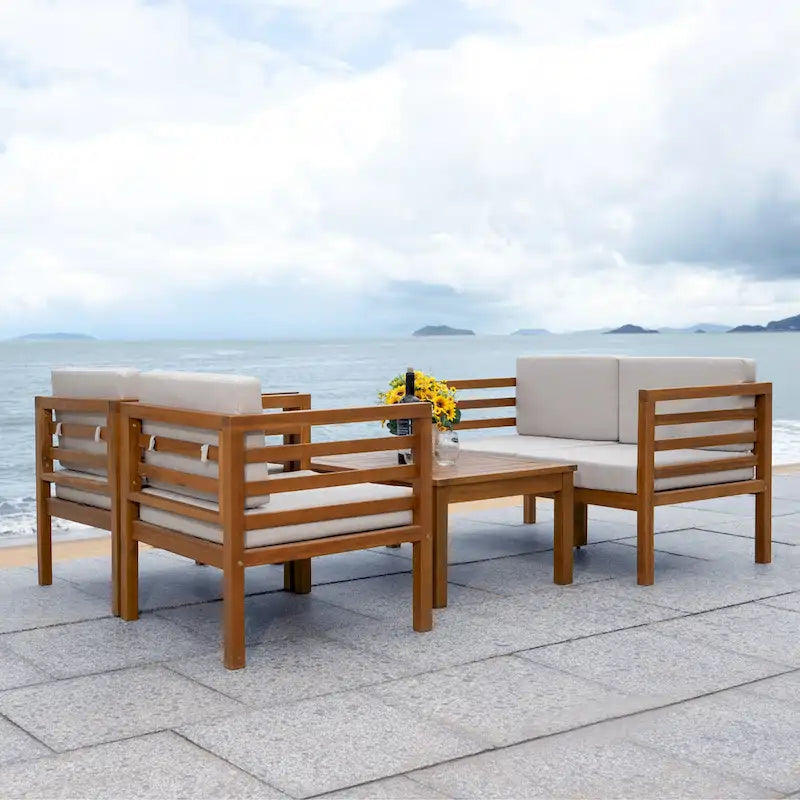 SAFAVIEH Outdoor Samira, ensemble de 4 pièces d'extérieur - 26L x 26P x 49H