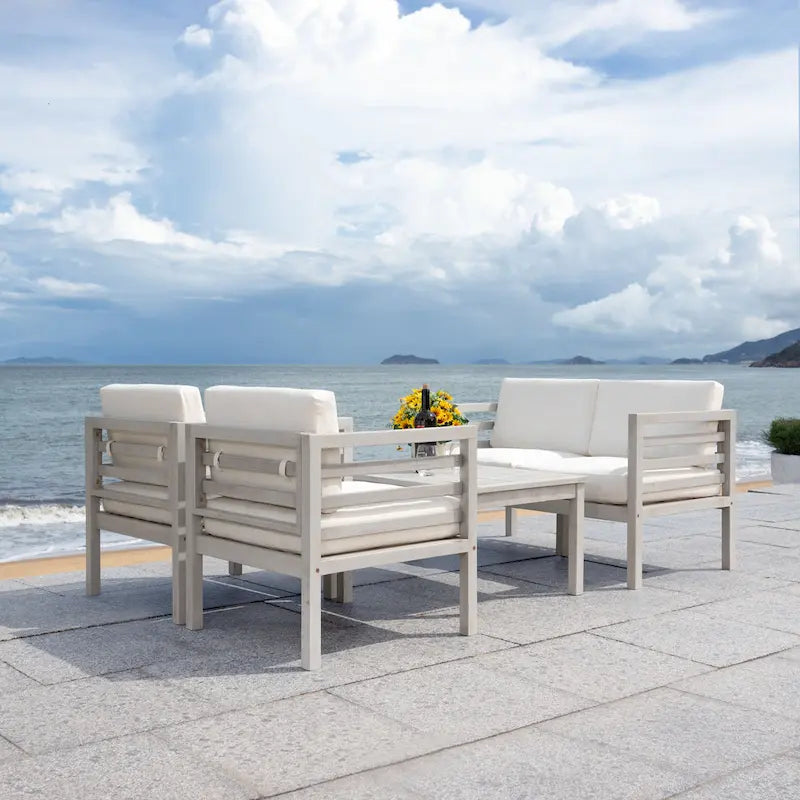 SAFAVIEH Outdoor Samira, ensemble de 4 pièces d'extérieur - 26L x 26P x 49H