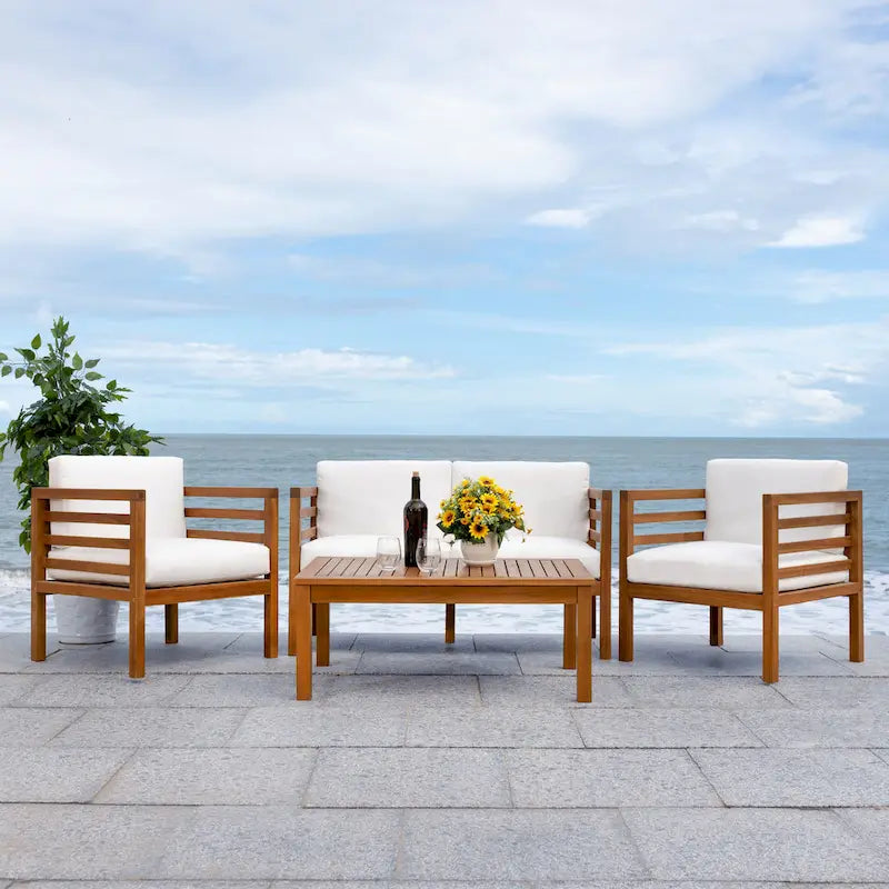 SAFAVIEH Outdoor Samira, ensemble de 4 pièces d'extérieur - 26L x 26P x 49H