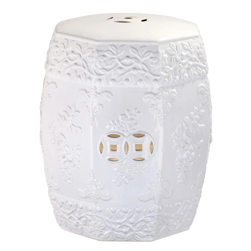 Tabouret de jardin décoratif SAFAVIEH Zheka en céramique blanche