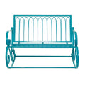Metal Scroll Rocking Outdoor Bench - Teal - Roche River Decor - 37W x 49L x 37H