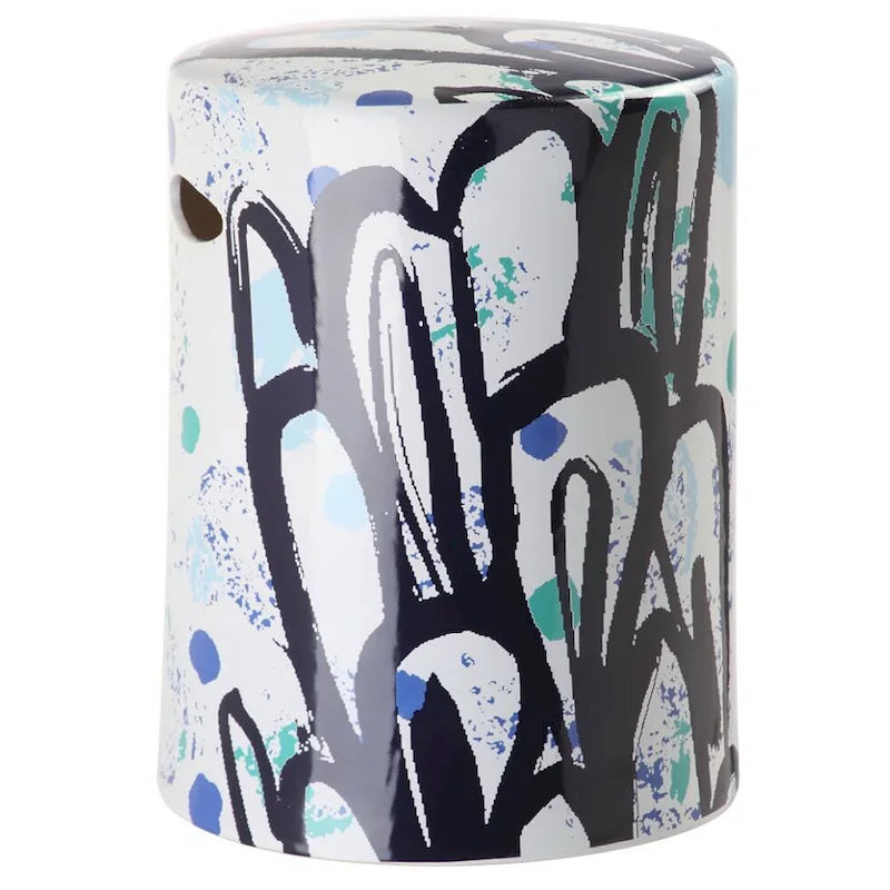 Tabouret de jardin décoratif en céramique abstrait moderne Ontje de SAFAVIEH