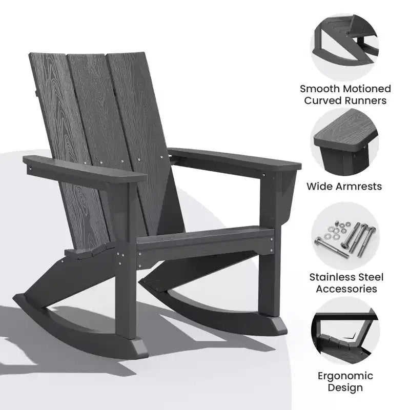HYLEORY HDPE Plastic Rocking Adirondack Chair