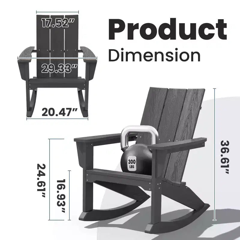 HYLEORY HDPE Plastic Rocking Adirondack Chair