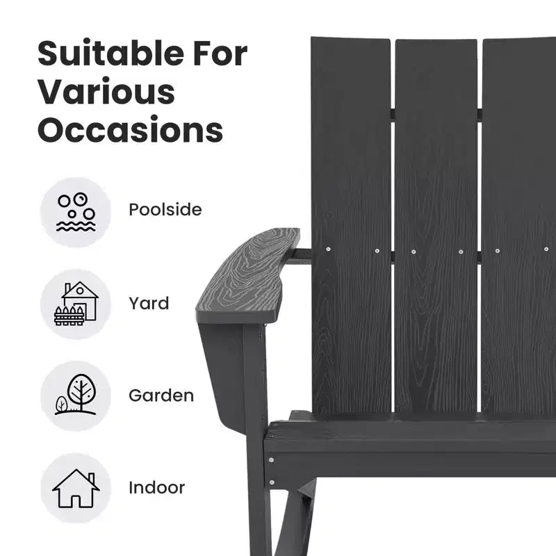 HYLEORY HDPE Plastic Rocking Adirondack Chair