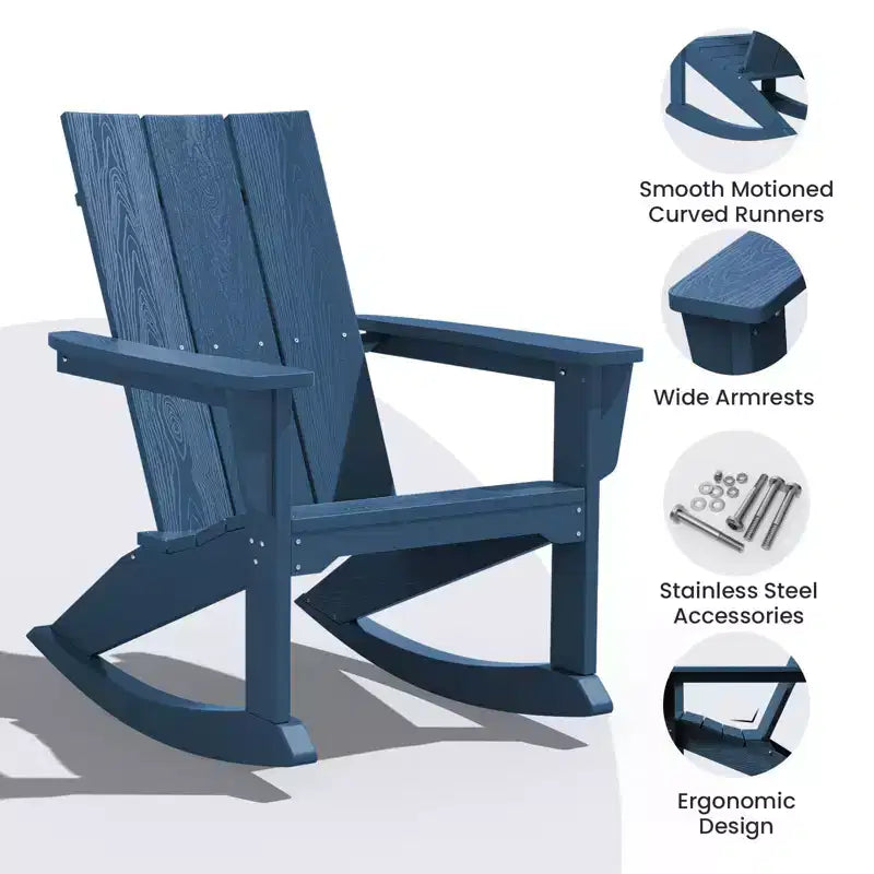 HYLEORY HDPE Plastic Rocking Adirondack Chair