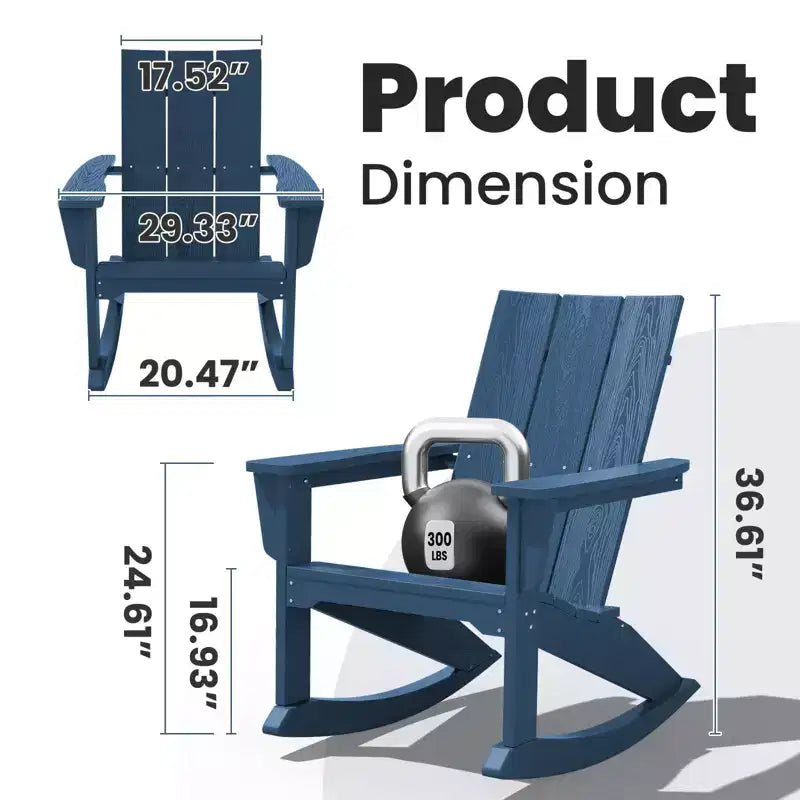 HYLEORY HDPE Plastic Rocking Adirondack Chair