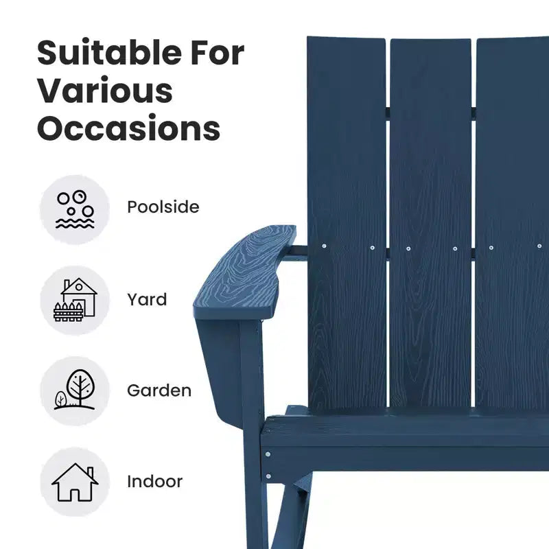 HYLEORY HDPE Plastic Rocking Adirondack Chair
