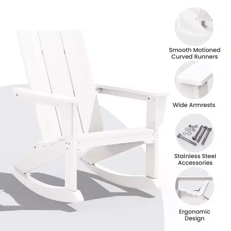 HYLEORY HDPE Plastic Rocking Adirondack Chair