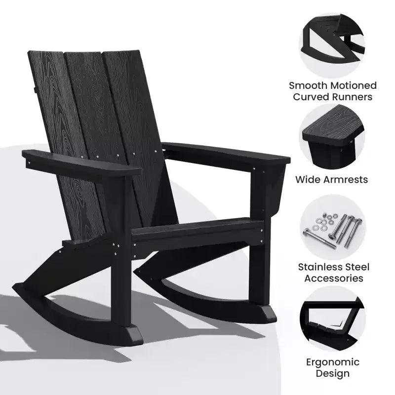 HYLEORY HDPE Plastic Rocking Adirondack Chair