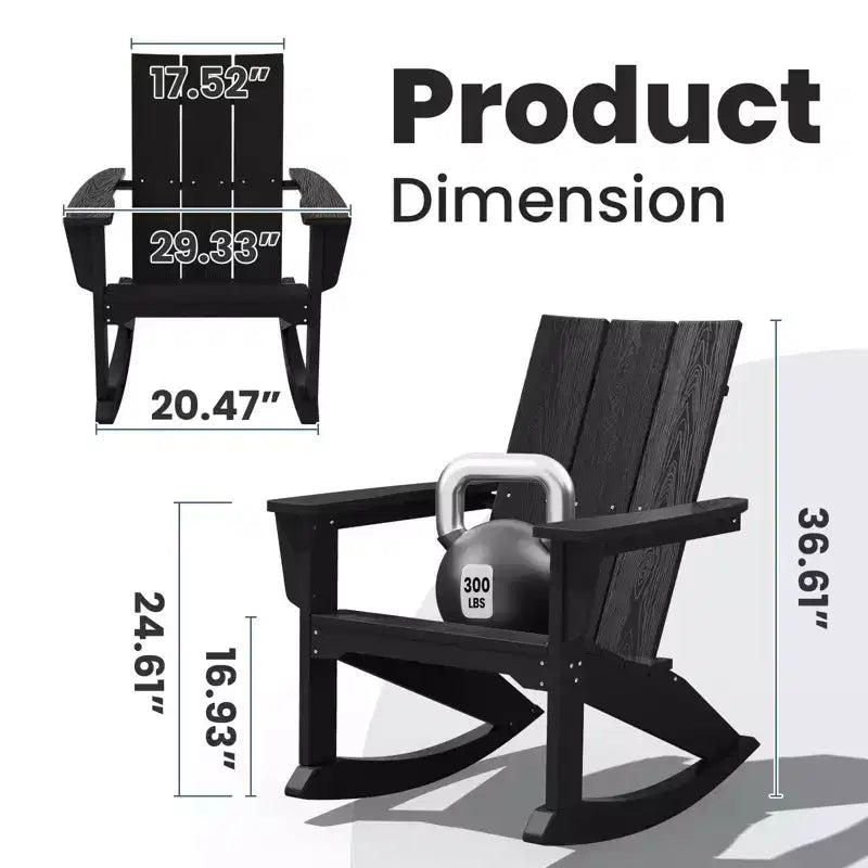 HYLEORY HDPE Plastic Rocking Adirondack Chair