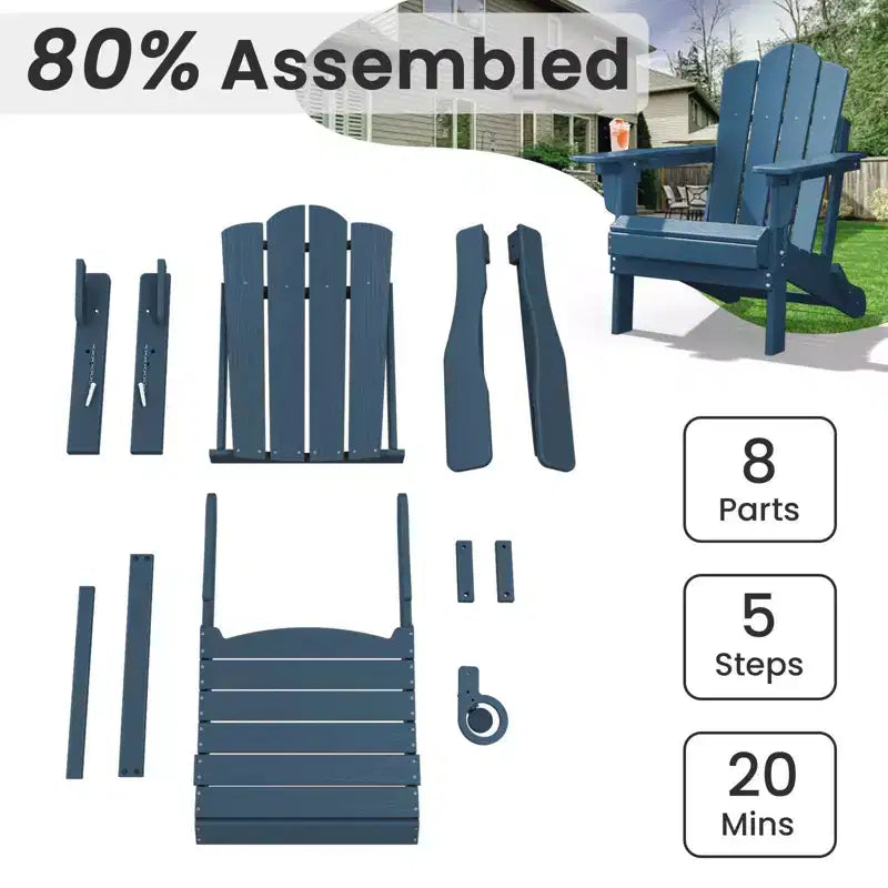 HYLEORY Plastic/Resin Folding Adjustable Back Adirondack Chair with Cup Holder